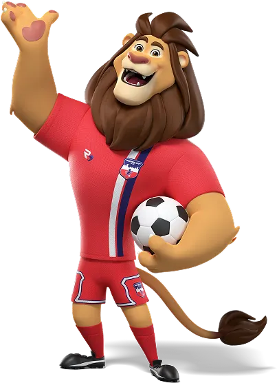 Mascote do time BCG segurando a bola