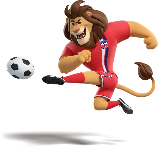 Mascote do time BCG chutando a bola